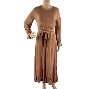 Rachel Pally Modal Jersey Long Sleeve Maxi Dress Brown Size S